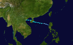 輕度颱風南卡的路徑圖