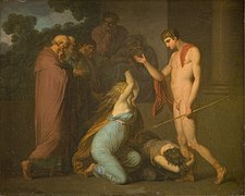 Nicolai Abildgaard - Ismene and Antogone Plead with Theseus - KMS7593 - Statens Museum for Kunst.jpg
