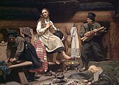オラフ・イサクセン 老人のいる農家の室内（1869年）
