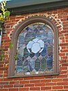 An old stained glass window in Historic Downtown