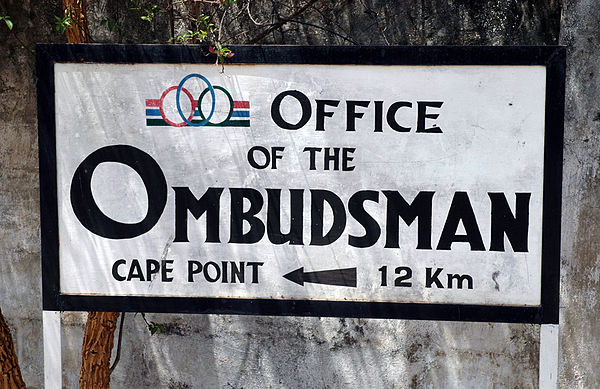Sign in Banjul, capital of The Gambia, giving directions to the ombudsman's office