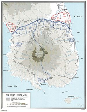 The Orion-Bagac line showing the U.S. positions around 27 January 1942 Orion-Bagac Line.jpg