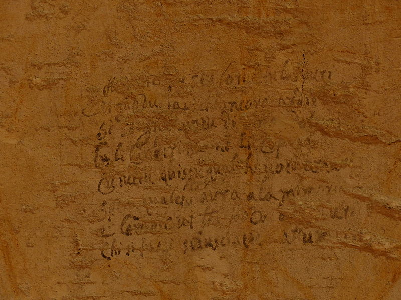 File:Palazzo Chiaramonte-Steri, texto sobre pared, Palermo, Sicilia, Italia, 2015.JPG