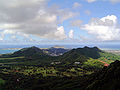 A view from the Pali Gap towards the Windward Coast on the island of Oahu