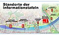 Aufstellungsorte der Infotafeln „Markante Punkte“ am Rheinufer in Köln-Deutz, Köln-Poll und Köln-Ensen-Westhoven