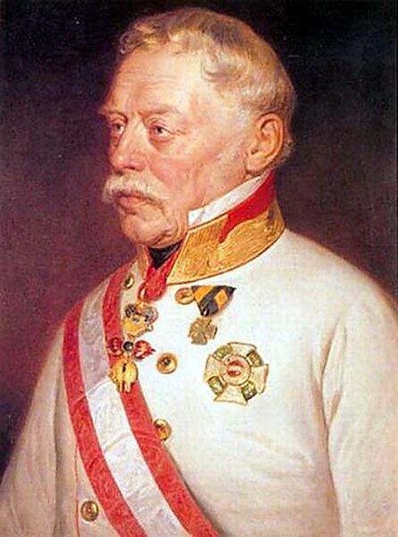 Josef Graf Radetzky wearing the Grand Cross sash and star of the Military Order of Maria Theresa