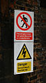 British Rail passenger safety pictographs at the end of the platform at Meols railway station