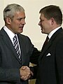 Robert Fico , Slovakia क वर्तमान प्रधानमन्त्री, meeting with Serbian President Boris Tadić