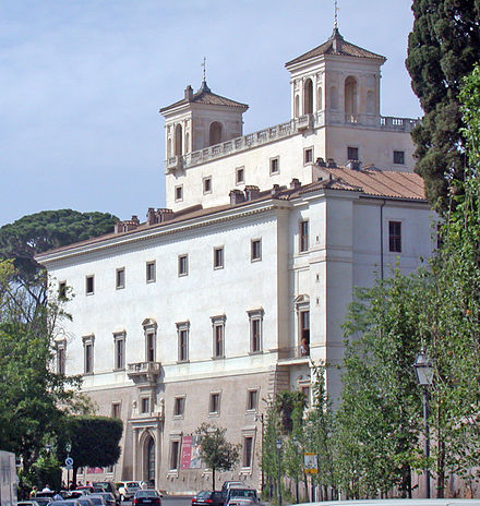 Villa Medici seen from the Piazza Trinità dei Monti above the Spanish Steps.