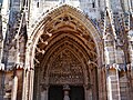 * Nomination: Tymapnum of the South Portal of the Abbey Church of St. Audoin, Rouen, Department of Seine-Maritime, Region of Normandy (former Upper Normandy), France --Zairon 18:08, 18 May 2020 (UTC) * Review A perspective correction would help and if possible I would reduce the highlights on top a bit. They're clipping. --MB-one 11:17, 26 May 2020 (UTC)