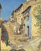 Rue de la Monnaie, Villeneuve-lès- Avignon, huile sur toile