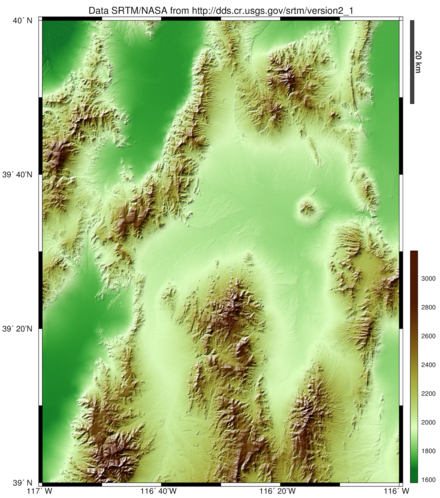 Example of relief map from SRTM1 (central Nevada)