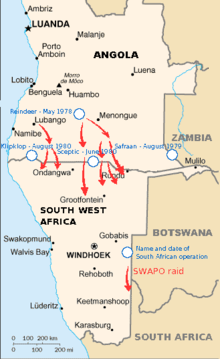 SWAPO's and South Africa's operations (1978-1980) SWAPO and SA operations 1978-1980, Angola civil war.png