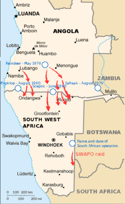 SWAPO's and South Africa's operations (1978-1980) SWAPO and SA operations 1978-1980, Angola civil war.png