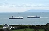 Ferries shuttle between Larne and Scotland: that's Mull of Kintyre in the background