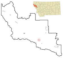 Sanders County Montana Obszary włączone i nieposiadające osobowości prawnej Plains Highlighted.svg