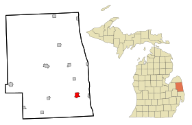 Sanilac County Michigan Incorporated and Unincorporated areas Croswell Highlighted.svg