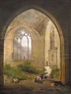 Scène dans une chapelle ruinée.jpg 