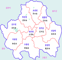 Map of Seongju County in Korean Seongju-map.png