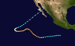 Saffir – Simpson ölçeğine göre yolu ve fırtınanın şiddetini gösteren harita