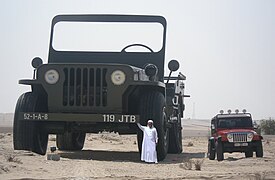 Sheikh Hamad bin Hamdan Al Nahyan with his model Willys MB, the largest in the world (scale 4/1)