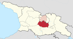 The overlapping borders of the de jure Shida Kartli region and the de facto South Ossetia.