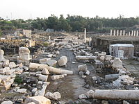 Scythopolis (Beit She'an) was one of the cities destroyed during 749 Galilee earthquake Skitop111.jpg