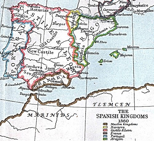 Granada and its surrounding states in 1360