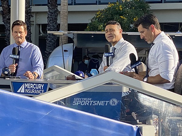 Hairston with John Hartung and Nomar Garciaparra on the SportsNet LA Preshow in 2021