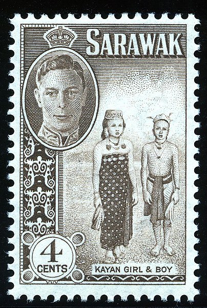 File:Stamp of Sarawak - 1950 - Colnect 306200 - Kayan Girl and Boy.jpeg