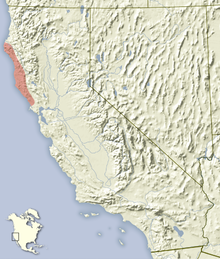 Distribution of the yellow-cheeked chipmunk Tamias ochrogenys distribution map.png