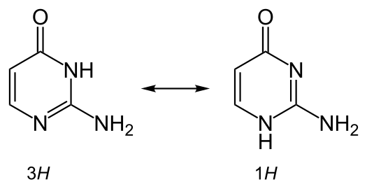 Tautomerism of isocytosine Tautomerisation of isocytosine.svg