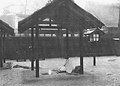 昭和期大嘗宮の庭燎舎で庭火を焚く火炬手