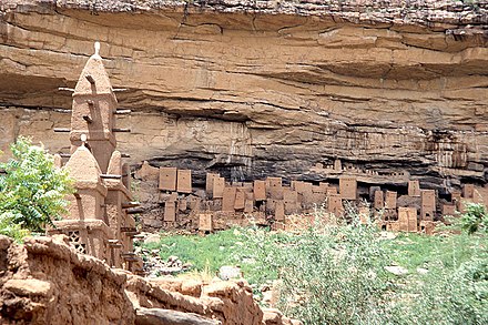 Dogon dwellings on the Bandiagara Escarpment