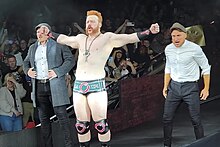 Sheamus, along with his stablemates Ridge Holland and Butch, at the Clash at the Castle event in September 2022. The Brawling brutes clash at the castle 2022.jpg