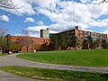 The English High School, a public school of Boston. Located at 144 McBride Street in Jamaica Plain, Boston, MA 02130. West side of building shown, as viewed from the field along Call Street.