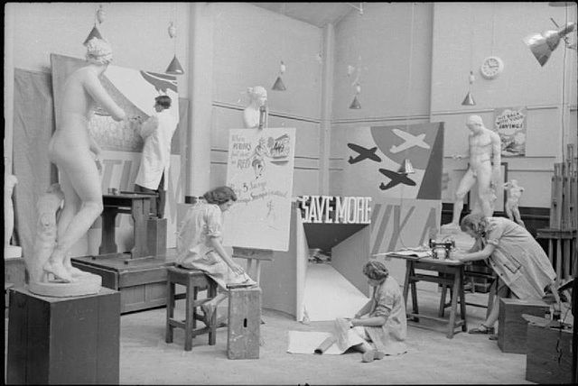 Students work at the Sydney Cooper School of Art in 1941