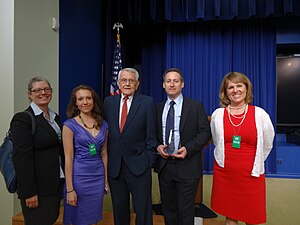 Tibbetts Award 2013. Roland Tibbetts in center. Tibbets Award.jpg