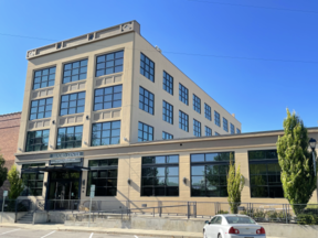 The W.P. Fuller and Company Warehouse in 2008 with the names of two former tenants visible