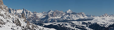 Mount Tofana hosted the downhill and giant slalom events for the 1956 Winter Olympics in Cortina d'Ampezzo. Tofane.jpg