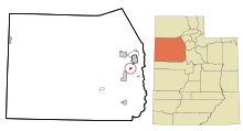 Tooele County Utah indarbejdet og ikke-inkorporeret områder Stockton highlighted.svg