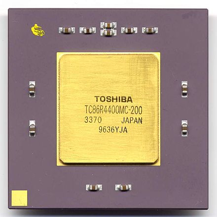 An example of a R4400MC microprocessor fabricated by Toshiba