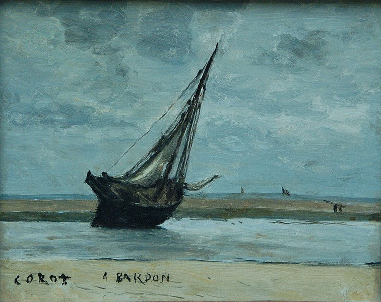 File:Trouville. Bateau échoué, dit Bateau de pêche à marée basse, Jean-Baptiste-Camille Corot, vers 1830-1840 (18051451895).jpg