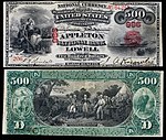 $ 500 Original Series Appleton National Bank Lowell, Massachusetts