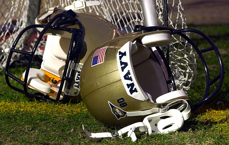 File:US Navy 031230-N-9693M-001 A pair of Navy helmets lays on the field prior to the EV1.Net Houston Bowl at Reliant Stadium in Houston, Texas.jpg