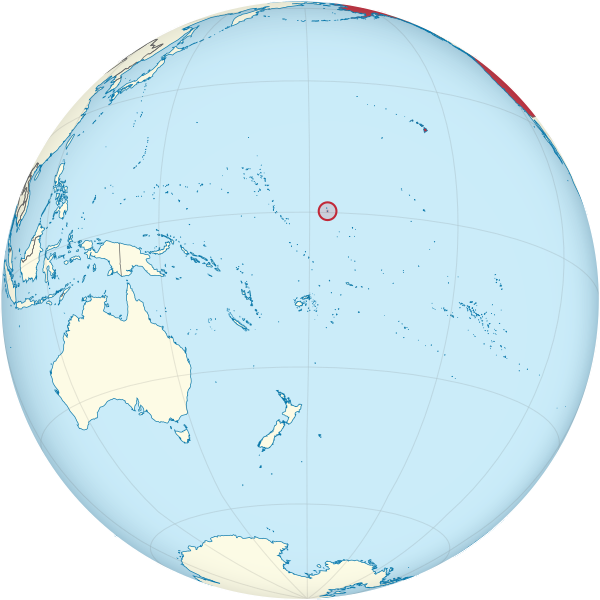 United States on the globe (Baker Island special) (small islands magnified) (Polynesia centered).svg