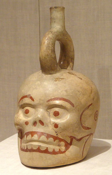 File:Vessel in the Form of a Skull, 100 BC - 500 AD, Moche, north coast of Peru, ceramic and pigment - Art Institute of Chicago - DSC00328.JPG