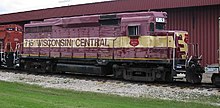 Wisconsin Central EMD GP30 on display at the National Railroad Museum in Ashwaubenon, Wisconsin WC 715 EMD GP30.jpg