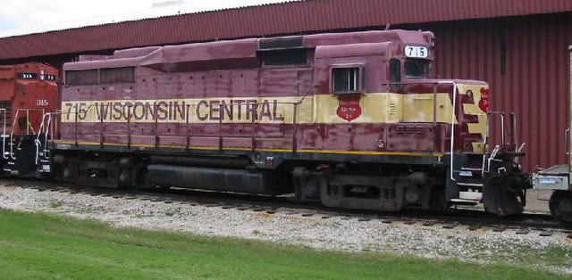 Wisconsin Central 715, a GP30 on display at the National Railroad Museum in Green Bay, Wisconsin