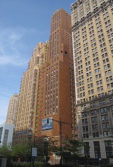 West to east: 21 West Street, Downtown Athletic Club building, Whitehall Building West Street NYC 003.JPG